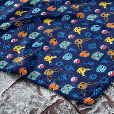 Pokemon Starters, Eevee, & Pikachu Silky Touch Throw Blanket