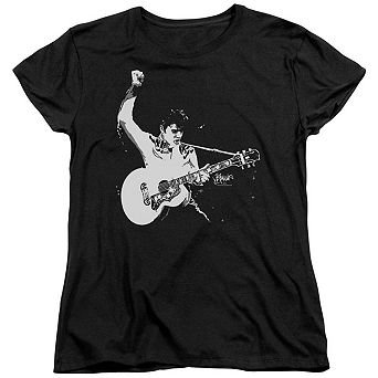 Elvis Presley Black And White Guitarman Short Sleeve Women´s Tee