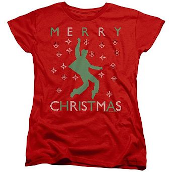 Elvis Dancing Ugly Christmas Short Sleeve Women´s Tee