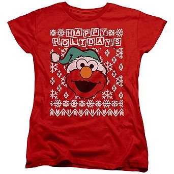 Sesame Street Elmo Ugly Christmas Short Sleeve Women´s Tee
