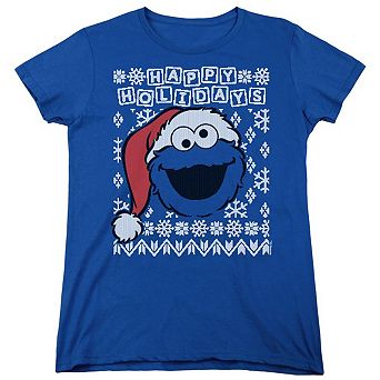 Sesame Street Cookie Monster Ugly Christmas Short Sleeve Women´s Tee