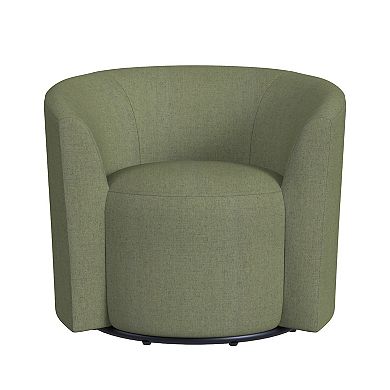 HomePop Barrel Back Olive Woven Swivel Chair