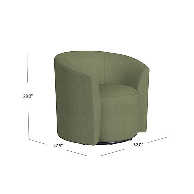 HomePop Barrel Back Olive Woven Swivel Chair