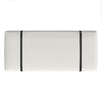 HomePop Cream Boucle Upholstered Bench with Metal Base