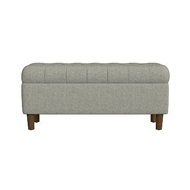 HomePop Gray Tufted Storage Bench with Wood Legs