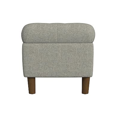 HomePop Gray Tufted Storage Bench with Wood Legs