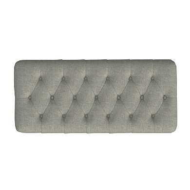 HomePop Gray Tufted Storage Bench with Wood Legs