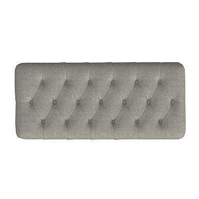 HomePop Gray Tufted Storage Bench with Wood Legs