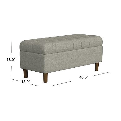 HomePop Gray Tufted Storage Bench with Wood Legs