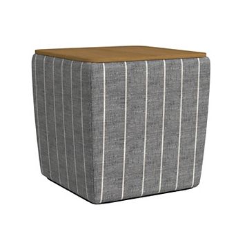 HomePop Wood Top Storage Ottoman