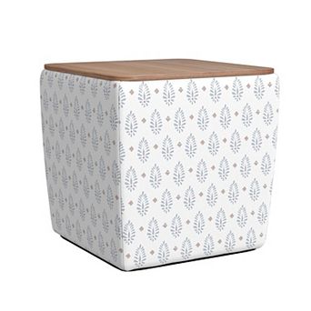 HomePop Wood Top Storage Ottoman