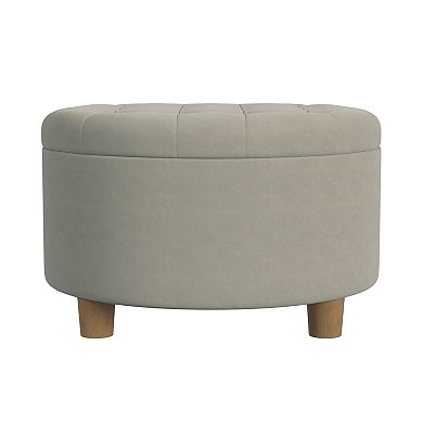 HomePop Round Tufted Storage Ottoman