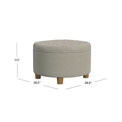 HomePop Round Tufted Storage Ottoman