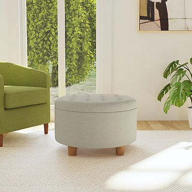 HomePop Round Tufted Storage Ottoman