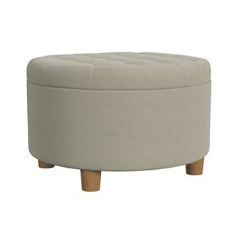HomePop Round Tufted Storage Ottoman