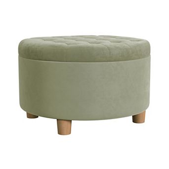 HomePop Round Tufted Storage Ottoman