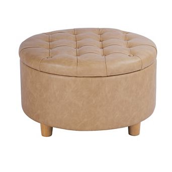 HomePop Round Tufted Storage Ottoman