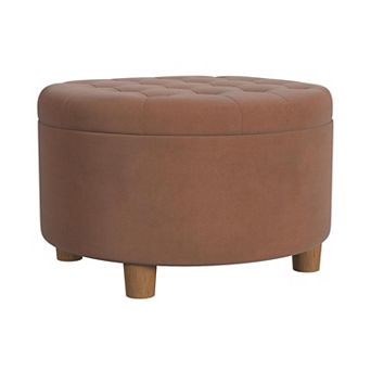 HomePop Round Tufted Storage Ottoman