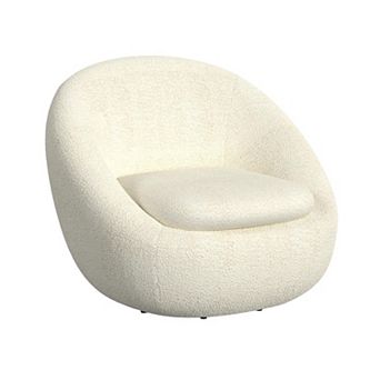 HomePop White Sherpa Round Swivel Chair