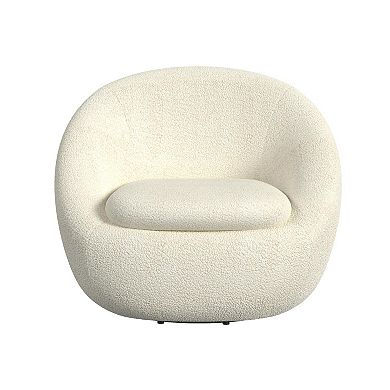 HomePop White Sherpa Round Swivel Chair