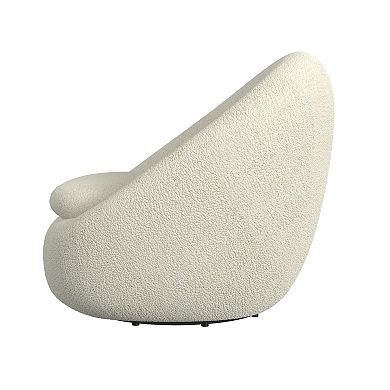 HomePop White Sherpa Round Swivel Chair