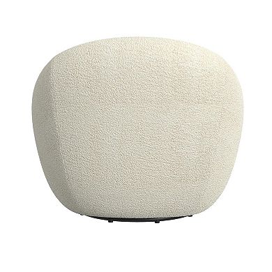 HomePop White Sherpa Round Swivel Chair