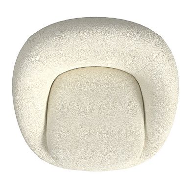 HomePop White Sherpa Round Swivel Chair