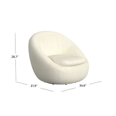 HomePop White Sherpa Round Swivel Chair