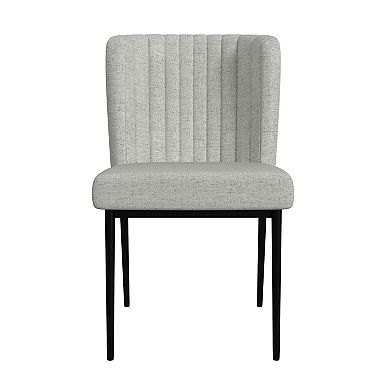 HomePop Channel Dining Chair in Grey with Metal Legs Set of 2