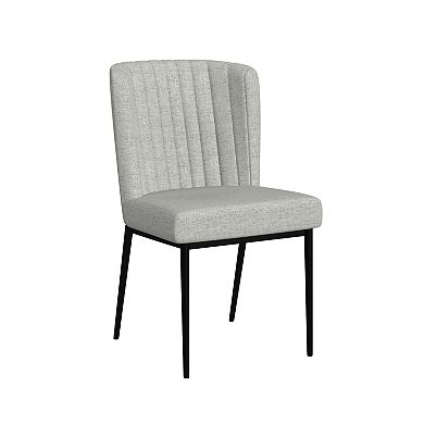 HomePop Channel Dining Chair in Grey with Metal Legs Set of 2