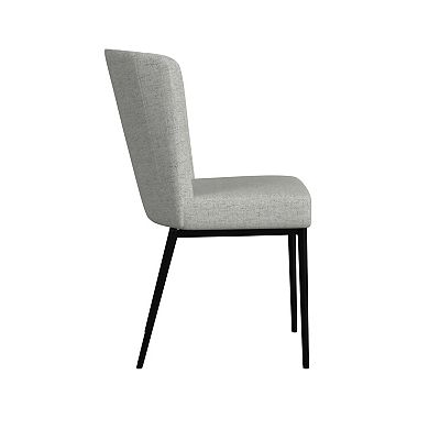 HomePop Channel Dining Chair in Grey with Metal Legs Set of 2
