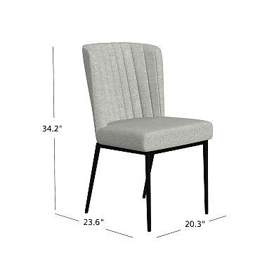 HomePop Channel Dining Chair in Grey with Metal Legs Set of 2