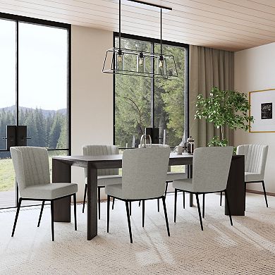 HomePop Channel Dining Chair in Grey with Metal Legs Set of 2