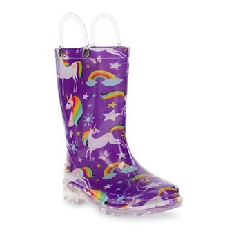 Western Chief Rainbow Unicorn Girls' Waterproof Lighted Rain Boots