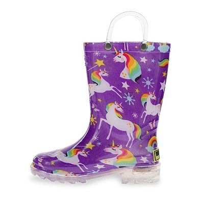 Western Chief Rainbow Unicorn Girls' Waterproof Lighted Rain Boots