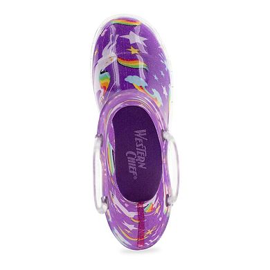 Western Chief Rainbow Unicorn Girls' Waterproof Lighted Rain Boots