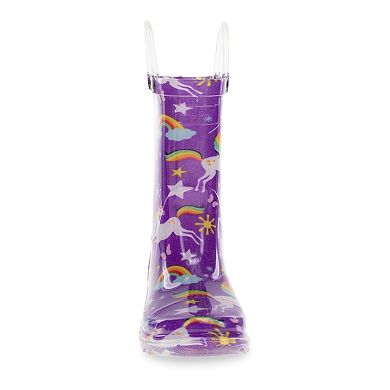 Western Chief Rainbow Unicorn Girls' Waterproof Lighted Rain Boots
