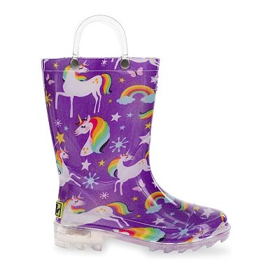 Western Chief Rainbow Unicorn Girls' Waterproof Lighted Rain Boots