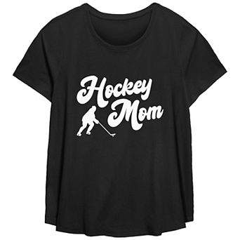 Plus Size Hockey Mom Scoop Hem Flow Graphic Tee