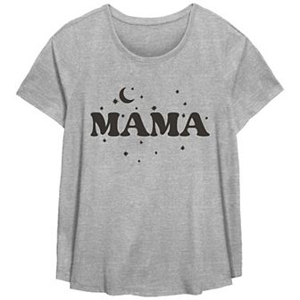 Plus Size Mama Scoop Hem Flow Graphic Tee