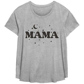 Plus Size Mama Scoop Hem Flow Graphic Tee