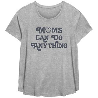 Plus Size Moms Can Do Anything Scoop Hem Flow Graphic Tee