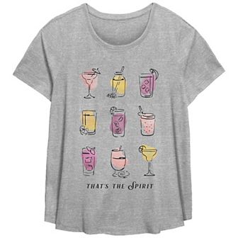 Plus Size Cocktails That's The Spirit Scoop Hem Flow Graphic Tee