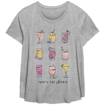 Plus Size Cocktails That's The Spirit Scoop Hem Flow Graphic Tee