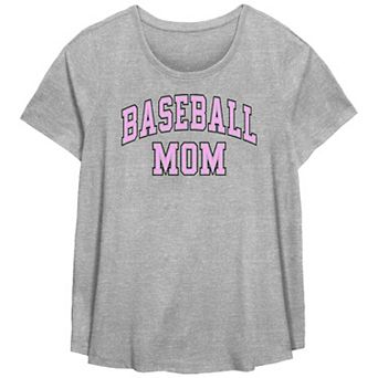 Plus Size Baseball Mom Scoop Hem Flow Graphic Tee