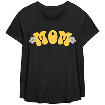 Plus Size Mom Scoop Hem Flow Graphic Tee