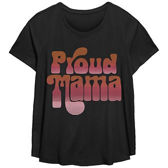 Plus Size Proud Mama Scoop Hem Flow Graphic Tee
