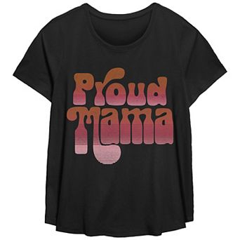 Plus Size Proud Mama Scoop Hem Flow Graphic Tee