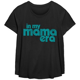 Plus Size In My Mama Era Scoop Hem Flow Graphic Tee