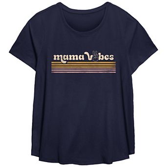 Plus Size Mama Vibes Scoop Hem Flow Graphic Tee